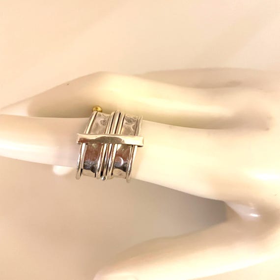 Sterling and Coral 7 Layer Stackable Ring - image 5