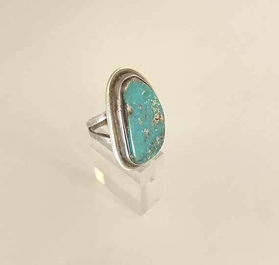 Sterling SW Statement Ring with Large Roylston Tu… - image 5