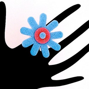 Megan Funky Felt Flowers Cocktail Ring image 3