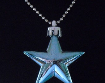 Steel Blue Metallic Shining Star Necklace (Funky Felt Flowers)