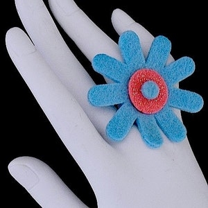 Megan Funky Felt Flowers Cocktail Ring image 1