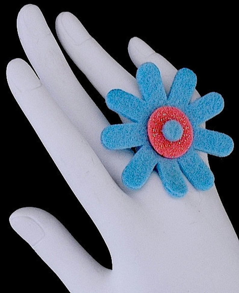 Megan Funky Felt Flowers Cocktail Ring image 1