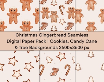 Gingerbread Christmas Digital Paper Pack | Seamless Patterns, 300 DPI, Instant Download