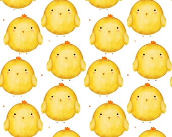 Yellow Chicks Seamless Pattern | Digital Paper | Watercolor Baby Chick Design | Commercial Use