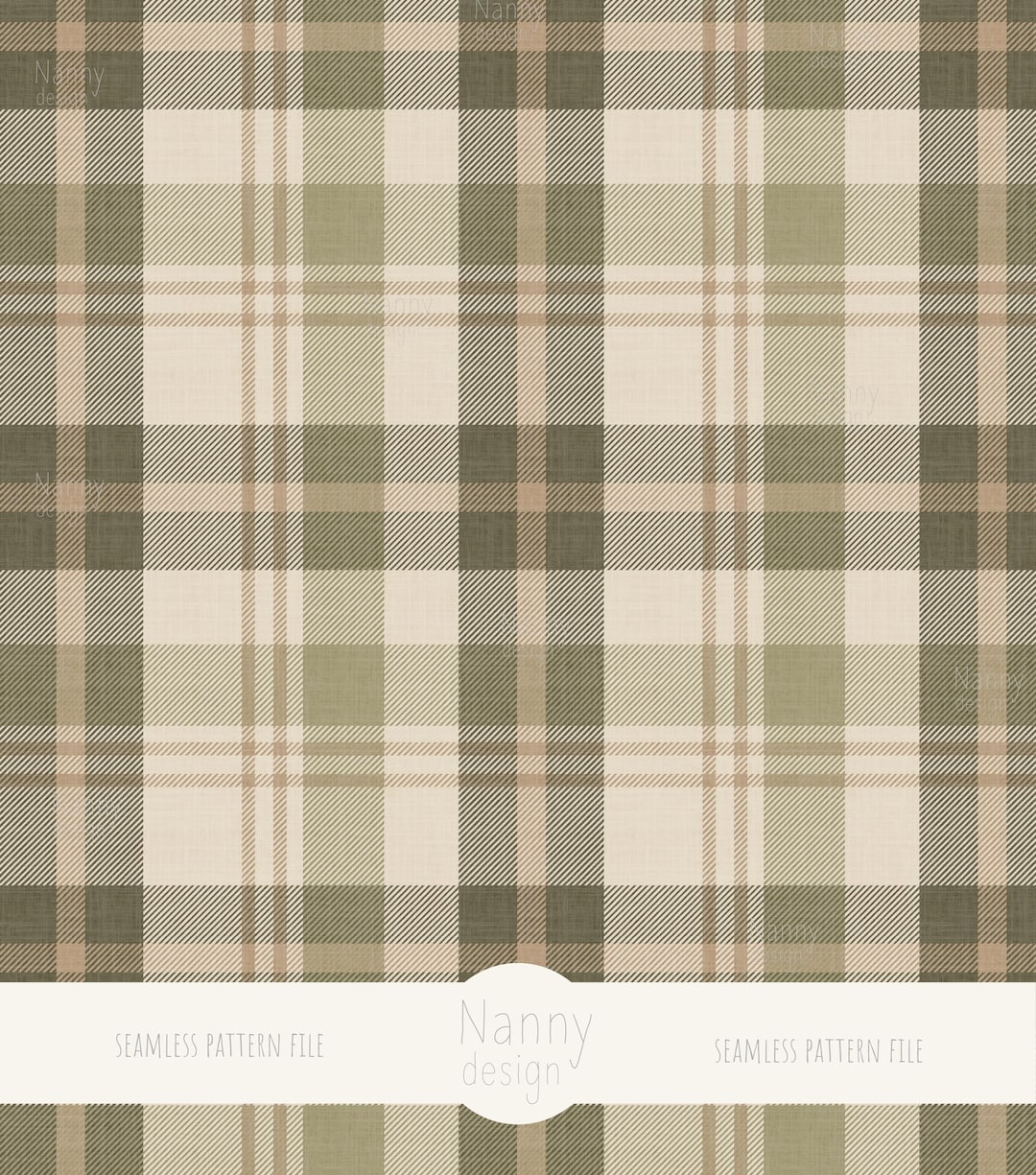 Classic Olive Green and Cream Plaid | Earthy Rustic Tartan Seamless ...