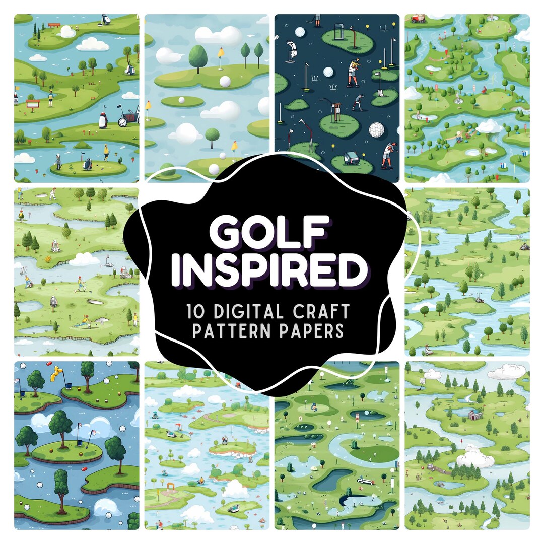 Fun Golf Pattern Golf Inspired Digital Patterns Instant Download Art: Colourful Golfing ...