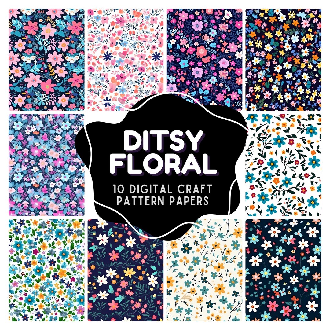 Ditsy Floral Digital Patterns Instant Download Art: Spring Flowers ...