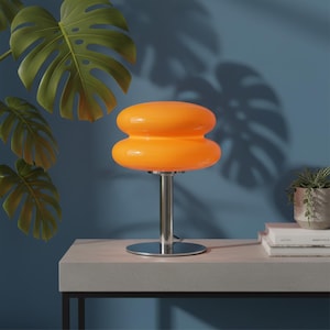 Mushroom Bedside Lamp: Mid Century Modern Retro Egg Tart Glass