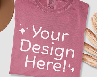 Crimson Comfort Colors C1717 Shirt Mockup, Flat Lay Crimson Shirt Mock-up, Crimson Mockup, 1717 Comfort Colors Crimson Shirt Mockup
