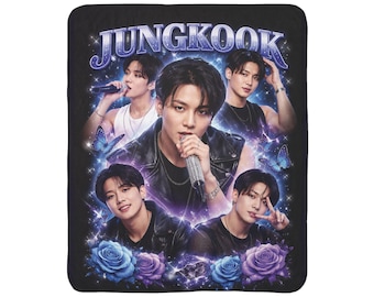 BTS Jungkook Blanket – Sherpa Fleece Throw for ARMY Fans, K-Pop, Bias, BTS Merch, Cozy,