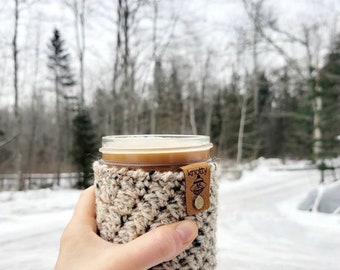 PINT Size 16 oz Mason Jar Cozy Oatmeal, Cold Brew Cozy, Beverage Jars, Eco-Friendly, Teacher Gift, Sorority