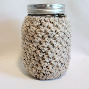 Mason Jar Cozy Oatmeal Tweed PINT Size 16 oz / Special Birthday Gift, Storage Container, Beverage Jars, Eco-Friendly, Sister Gift image 1