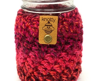 Glass Jar Cover, The Cinnamon Red Hot, 16 oz. Pint Size Mason Jar Cozy, Candy Jar