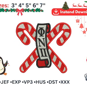 Diseño bordado de bastón de caramelo Kappa Alpha Psi / Parche navideño de la fraternidad (descarga digital)