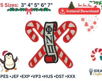 Kappa Alpha Psi Candy Cane Embroidery Design | Fraternity Christmas Patch (Digital Download)