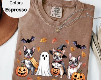 Halloween French Bulldog Shirt: Pumpkin Ghost Dog Lover Gift