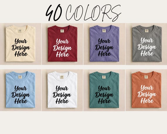 40 Comfort Colors 1717 Style Mockup Bundle | T-Shirt Mockups | C1717 Boho Flat Lay | Aesthetic Shirt Mockup | Digital Image Bundle POD