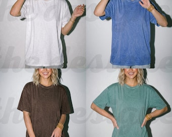 45 Comfort Colors 1717 Inspired Mockup Bundle |  Oversized Vintage Washed Tee PNG (Digital Download)