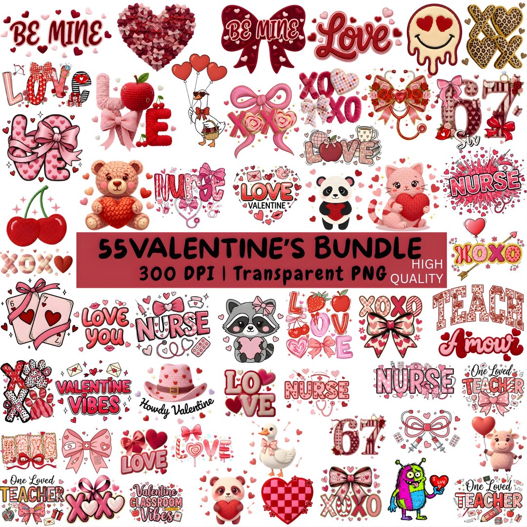 Valentine Faux Yarn PNG Bundle, Coquette Crochet Valentine Clipart ...