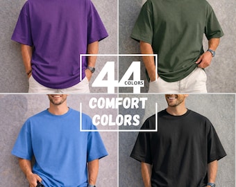Comfort Colors 1717 Inspired Men Mockup Bundle, 44 Garment Dyed T Shirt Mockups, Oversized Men's Tee Mockup, CC1717 Lifestyle POD Mockup