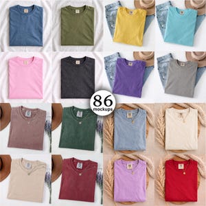86 TShirt Mockup Bundle | Vintage Washed Tee Mockups | Folded & Flat Lay Shirt Photos | Garment Dyed Style | Apparel POD Mockup