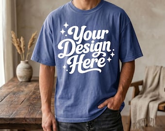 Comfort Colors 1717 Inspired Mockup Bundle | 20 Trendy Colors Oversized T-Shirt Mockup PNG | Vintage Washed Tee | Lifestyle POD Mockups