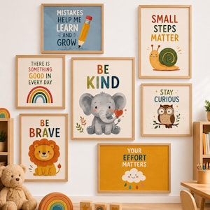 Growth Mindset Classroom Posters | Printable Wall Art | Preschool & Kindergarten Decor | Teacher Classroom Decor | Digital Download