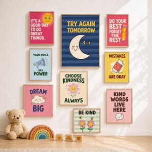 Pósteres decorativos para el aula, decoración de pared para profesores, pósteres imprimibles sobre mentalidad de crecimiento, arte colorido para la pared del aula, decoración para la vuelta al cole