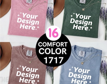Paquete de maquetas Comfort Colors 1717 PNG / Paquete de maquetas planas C1717 / Maqueta de camiseta doblada / Maqueta de camiseta / Plantilla de diseño de camiseta POD