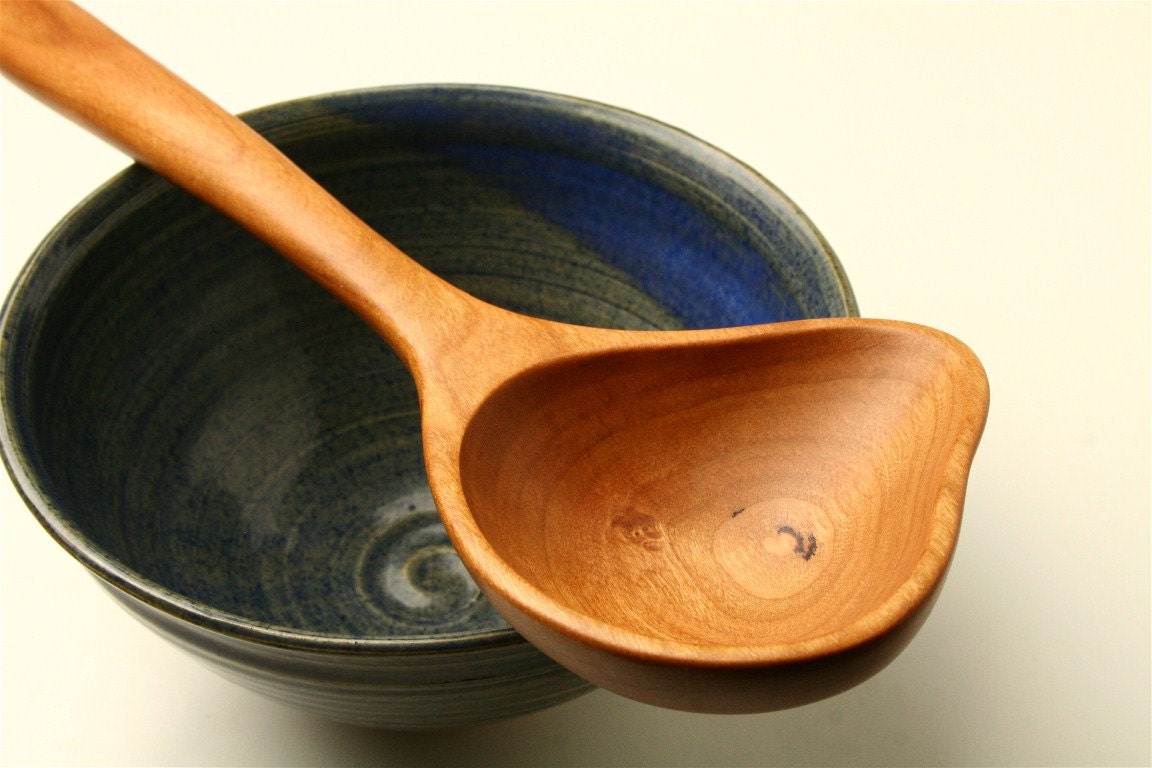 wooden serving spoon hand carved from Cherry wood.