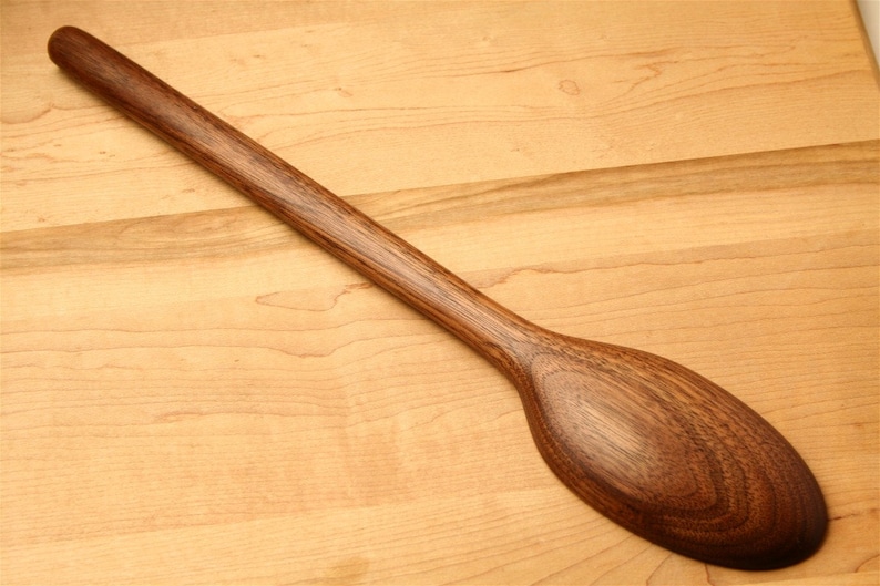 Heavy duty wooden mixing spoon kitchen utensil of Black Walnut wood