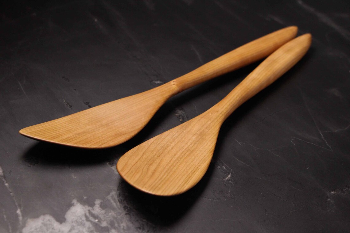 Handmade Wooden Stir Fry Tools Carved From Cherry Wood Wok Etsy