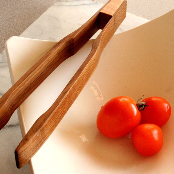 Kitchen utensils, Gourmet quality wooden salad tongs ,  pasta servers , bacon tongs ,   handmade out of White Oak and Cherry wood