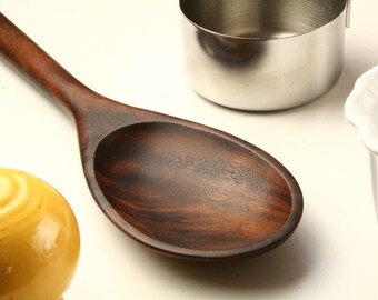 Big manly wooden spoon kitchen utensil carved from Walnut wood