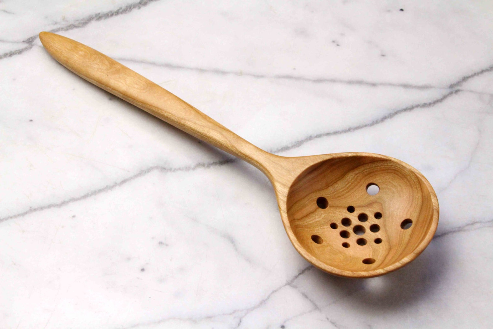 Wooden Colander Spoon Kitchen Utensil Hand Carved From Black Etsy