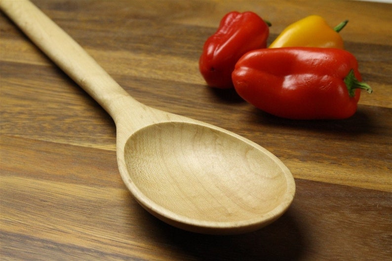 Big manly wooden spoon kitchen utensil carved from Walnut wood Maple wood