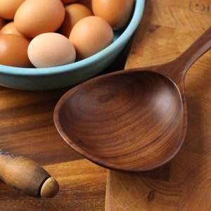 Large handmade wooden spoon for serving and stirring made from Black Walnut wood