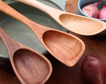 Hybrid wooden roux spoon spatula spoon hand made from Walnut , Cherry, or Maple wood