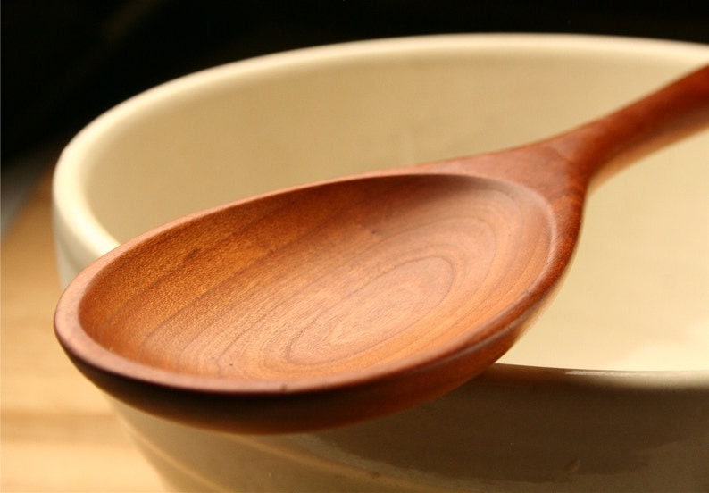 Big manly wooden spoon kitchen utensil carved from Walnut wood Cherry wood