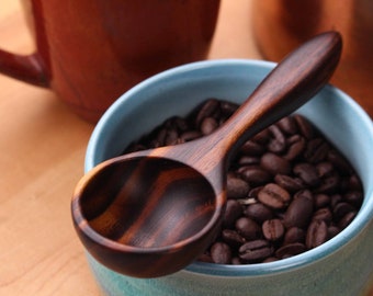 Handmade treenware wooden coffee scoop and 1 tablespoon measure carved from salvaged Desert Ironwood from Arizona