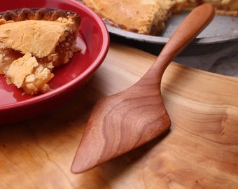 Handmade treenware pie servers wooden spatulas carved from Black Walnut and Sugar Maple