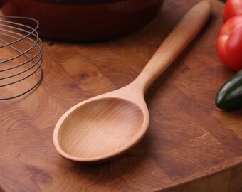 Handmade treenware wooden stirring spoon carved from Birch wood