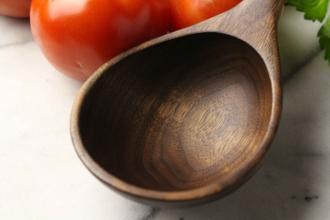Wooden Spoon Ladle for Serving Stew and Chili of Walnut Wood Etsy