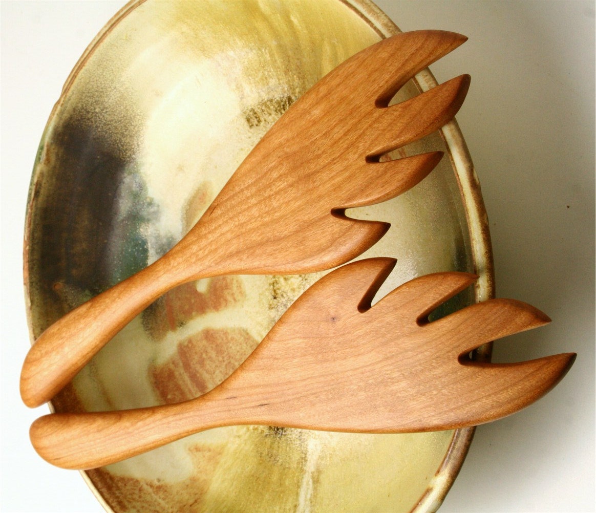 wooden salad set pasta servers kitchen utensils salad