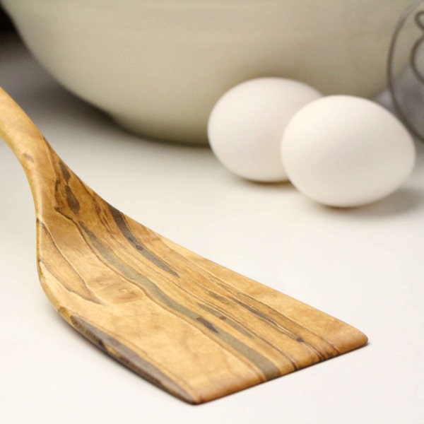 Medium sized wooden spatula kitchen utensil of Ambrosia Maple hand carved