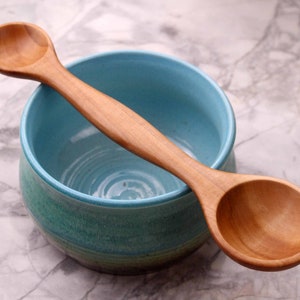 Handmade treenware wooden double ended measuring spoon tablespoon and Teaspoon carved from Cherry, Maple, or Walnut