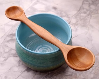 Handmade treenware wooden double ended measuring spoon tablespoon and Teaspoon carved from Cherry, Maple, or Walnut