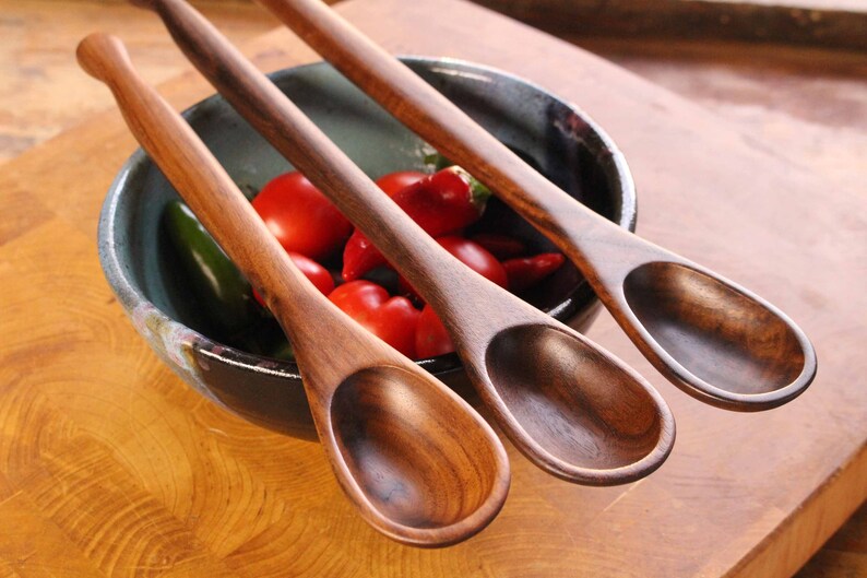 Set of Hand Carved Long Handled Spoons for Sauces and Perfect Etsy