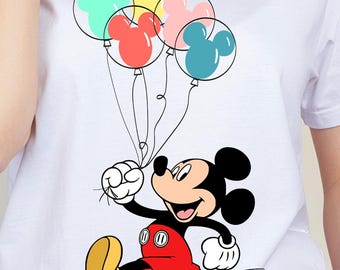 Mickey with Balloons Clipart PNG SVG – Cute Cartoon Birthday Design for Shirts, Stickers & Crafts