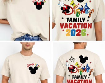 Disney Family Vacation 2026 SVG PNG Bundle Matching Family Shirt Designs Disney Trip 2026 Front and Back T-Shirt Design Family Trip 2026 Png